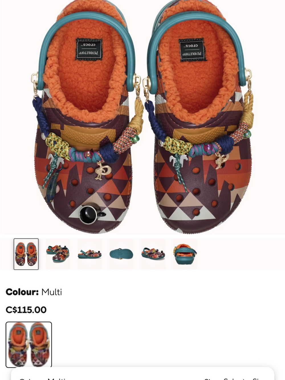 CROCS Multi-Color Geometric Fleece-Lined Clog Mules